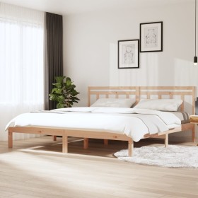 Bettgestell aus massivem Kiefernholz, 200 x 200 cm von vidaXL, Betten und Lattenroste - Ref: Foro24-3100609, Preis: 124,12 €,...