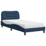 Cama con colchón tela azul 90x200 cm