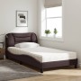 Cama con colchón tela marrón oscuro 100x200 cm