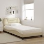 Cama con colchón tela color crema 100x200 cm