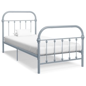 Estructura de cama de metal gris 90x200 cm