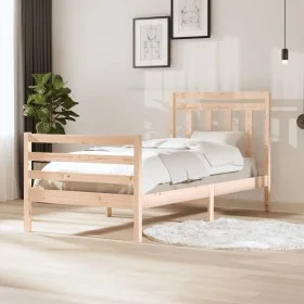 Solid wood bed frame 100x200 cm by vidaXL, Beds and slatted bases - Ref: Foro24-3100644, Price: 105,54 €, Discount: %