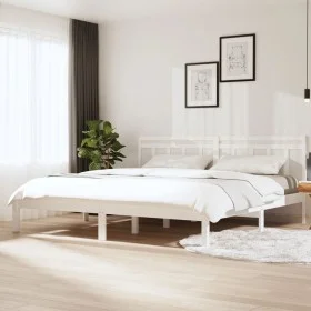 Solid white pine wood bed frame 200x200 cm by vidaXL, Beds and slatted bases - Ref: Foro24-3100610, Price: 133,39 €, Discount: %