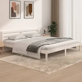 Massiver Bettrahmen aus weißem Kiefernholz, 180 x 200 cm von vidaXL, Betten und Lattenroste - Ref: Foro24-810446, Preis: 109,...