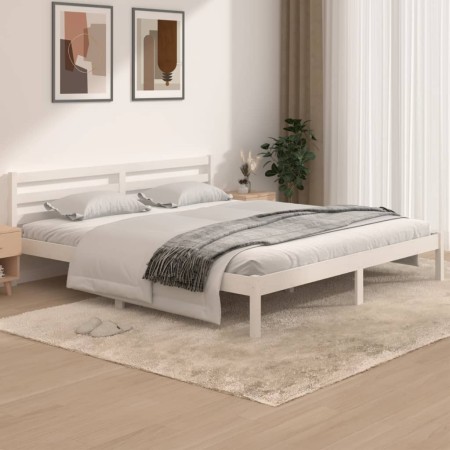 Solid white pine wood bed frame 180x200 cm by vidaXL, Beds and slatted bases - Ref: Foro24-810446, Price: 114,14 €, Discount: %