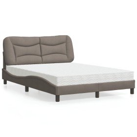 Cama con colchón tela gris taupe 140x190 cm en Camas y somieres | Comprar online en Foro24