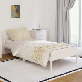 Solid white pine wood bed frame 90x200 cm by vidaXL, Beds and slatted bases - Ref: Foro24-810416, Price: 69,53 €, Discount: %
