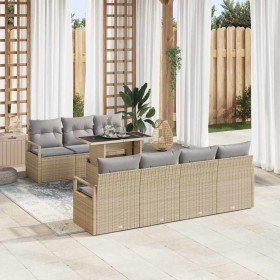 Conjunto de sofá de jardín con cojín 8 pcs beige y gris claro Conjunto de sofá de jardín con cojín 8 pcs beige y gris claro