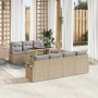 Conjunto de sofá de jardín con cojín 8 pcs beige y gris claro