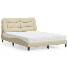 Cama con colchón tela color crema 140x190 cm en Camas y somieres | Comprar online en Foro24