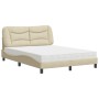 Cama con colchón tela color crema 140x190 cm