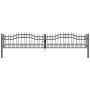 Black coated steel spear point fence gate 406x120cm by vidaXL, garden gates - Ref: Foro24-151099, Price: 495,17 €, Discount: %