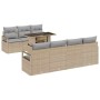 Conjunto de sofá de jardín con cojín 8 pcs beige y gris claro