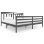 Gray solid wood bed frame 200x200 cm by vidaXL, Beds and slatted bases - Ref: Foro24-3100676, Price: 166,67 €, Discount: %