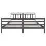 Gray solid wood bed frame 200x200 cm by vidaXL, Beds and slatted bases - Ref: Foro24-3100676, Price: 166,67 €, Discount: %