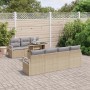 Conjunto de sofá de jardín con cojín 8 pcs beige y gris claro
