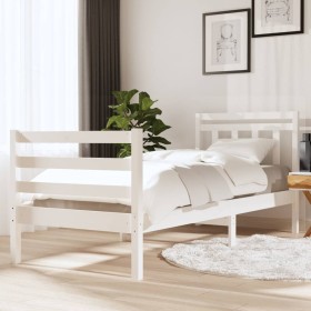 Estructura de cama madera maciza blanca 90x200 cm de vidaXL, Camas y somieres - Ref: Foro24-3100640, Precio: 103,56 €, Descue...