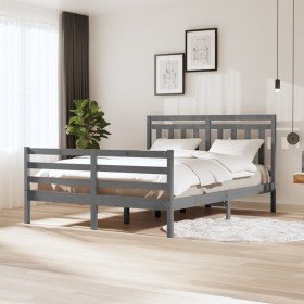 Estructura de cama de madera maciza gris 160x200 cm