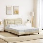 Cama con colchón tela color crema 140x200 cm