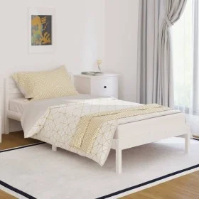 Solid white pine wood bed frame 100x200 cm by vidaXL, Beds and slatted bases - Ref: Foro24-810421, Price: 75,07 €, Discount: %