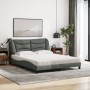 Cama con colchón de tela gris oscuro 160x200 cm