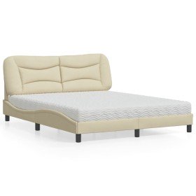 Cama con colchón de tela color crema 160x200 cm en Camas y somieres | Comprar online en Foro24