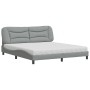 Cama con colchón de tela gris claro 180x200 cm