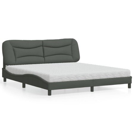 Cama con colchón de tela gris oscuro 180x200 cm en Camas y somieres | Comprar online en Foro24