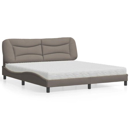 Cama con colchón de tela gris taupe 180x200 cm