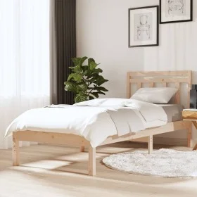 Solid pine wood bed frame 100x200 cm by vidaXL, Beds and slatted bases - Ref: Foro24-3100579, Price: 87,47 €, Discount: %