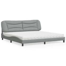 Cama con colchón tela gris claro 200x200 cm