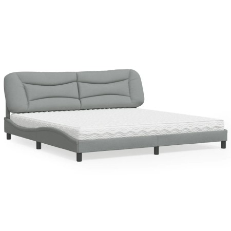 Cama con colchón tela gris claro 200x200 cm