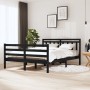 Estructura de cama de madera maciza negra 140x190 cm