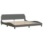 Cama con colchón tela gris oscuro 200x200 cm