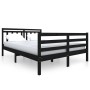 Estructura de cama de madera maciza negra 140x190 cm