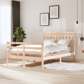Estructura de cama doble pequeña de madera maciza 120x190 cm