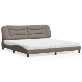 Cama con colchón tela gris taupe 200x200 cm