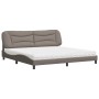 Cama con colchón tela gris taupe 200x200 cm