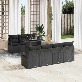 Conjunto de sofá de jardín Manual 8 pcs Negro 100 x 55 x 73 cm Conjunto de sofá de jardín Manual 8 pcs Negro 100 x 55 x 73 cm