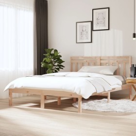 Estructura de cama doble pequeña de madera maciza 120x190 cm de vidaXL, Camas y somieres - Ref: Foro24-3100559, Precio: 112,2...