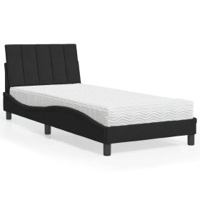 Cama con colchón terciopelo negro 90x190 cm Cama con colchón terciopelo negro 90x190 cm