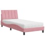 Cama con colchón terciopelo rosa 90x190 cm