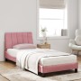 Cama con colchón terciopelo rosa 90x190 cm