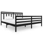 Black solid wood bed frame 200x200 cm by vidaXL, Beds and slatted bases - Ref: Foro24-3100678, Price: 168,88 €, Discount: %