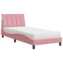 Cama con colchón terciopelo rosa 90x200 cm