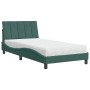 Cama con colchón terciopelo verde oscuro 100x200 cm