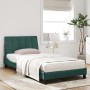 Cama con colchón terciopelo verde oscuro 100x200 cm