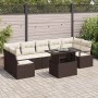 Conjunto de sofá de jardín con cojín 8 pcs Marrón y crema