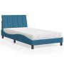Cama con colchón terciopelo azul 100x200 cm