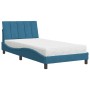 Cama con colchón terciopelo azul 100x200 cm